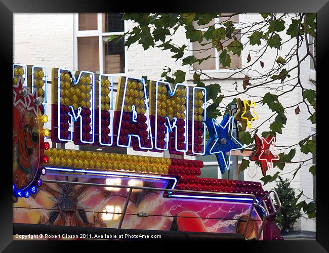 Miami sign in neon Framed Print by Robert Gipson