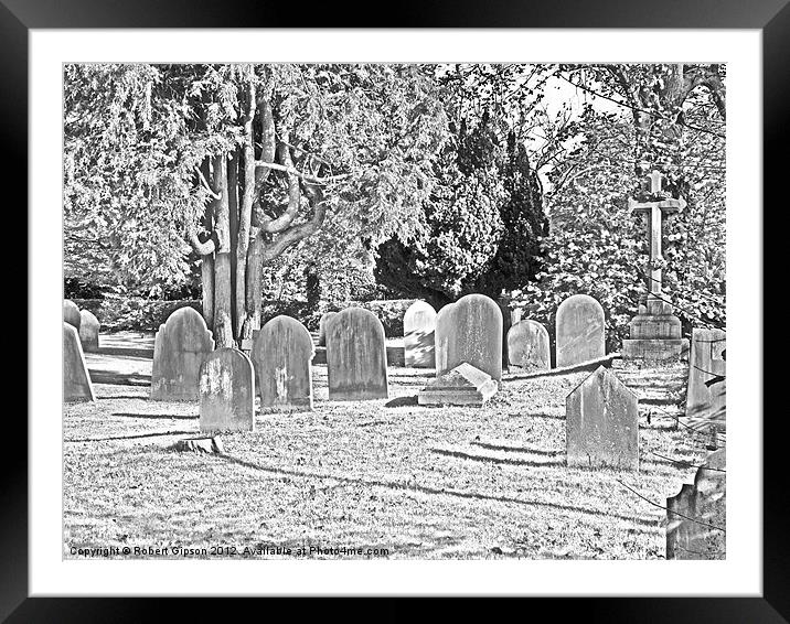 Village church graveyard Framed Mounted Print by Robert Gipson