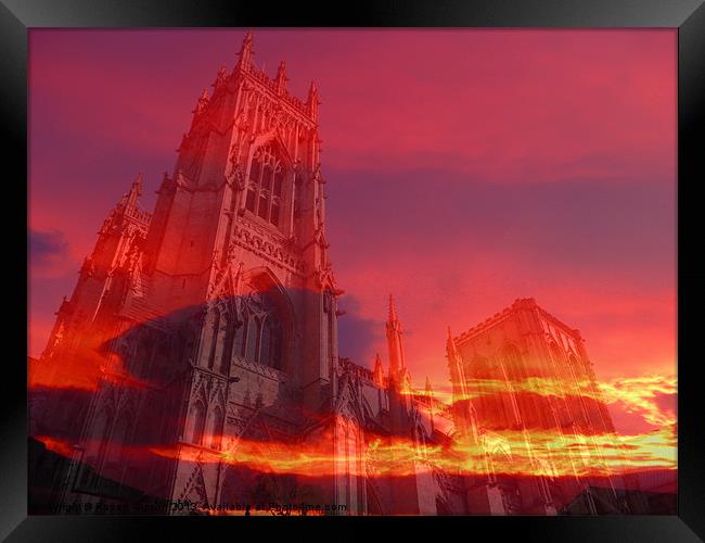 York minster and fire Framed Print by Robert Gipson