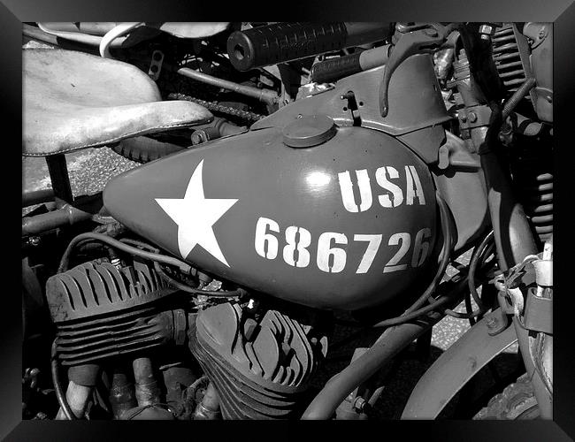 US army Motorcycle. Framed Print by Robert Gipson