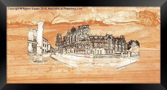 York Minster Panoramic on wood Framed Print by Robert Gipson