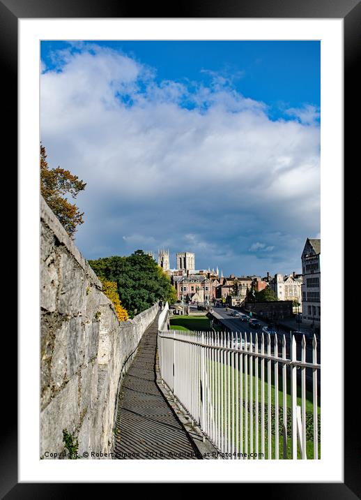 York Minster and roman walls. Framed Mounted Print by Robert Gipson
