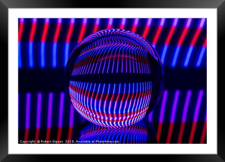 Abstract art Red and Blue in the glass ball Framed Mounted Print by Robert Gipson