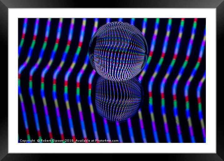 Abstract art Vertical colours in the glass ball Framed Mounted Print by Robert Gipson