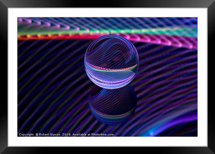 Abstract art Checkered lines in the glass ball Framed Mounted Print by Robert Gipson