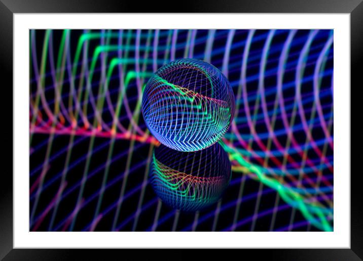 Abstract art Swirls and lines in the glass ball Framed Mounted Print by Robert Gipson