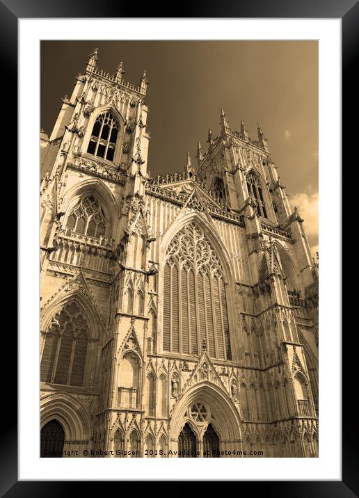 York Minster West in Sepia. Framed Mounted Print by Robert Gipson