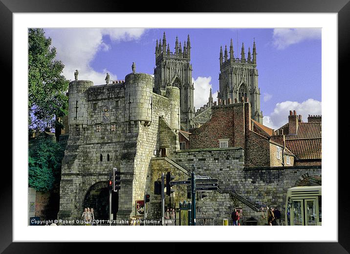 York Walls Cityscape and Minster Framed Mounted Print by Robert Gipson