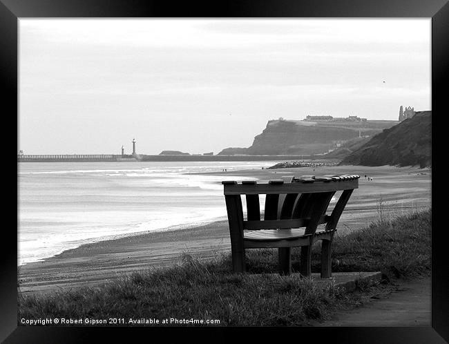 Bench at Sandsend,Whitby,Yorkshire. Framed Print by Robert Gipson