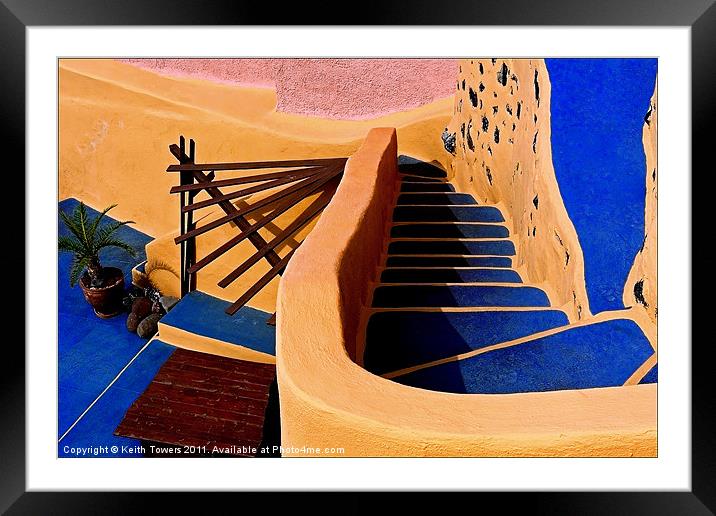 Oia courtyard, Santorini, Greece Framed Mounted Print by Keith Towers Canvases & Prints