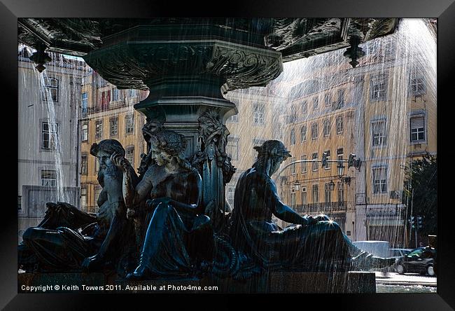 Fountain at Rossio Square, Canvases & Prints Framed Print by Keith Towers Canvases & Prints