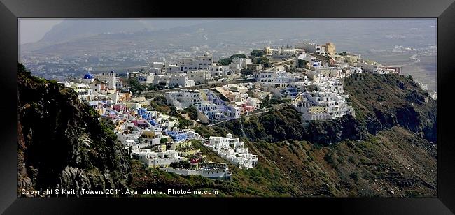 View over Fira, Santorini, Canvases & Prints Framed Print by Keith Towers Canvases & Prints