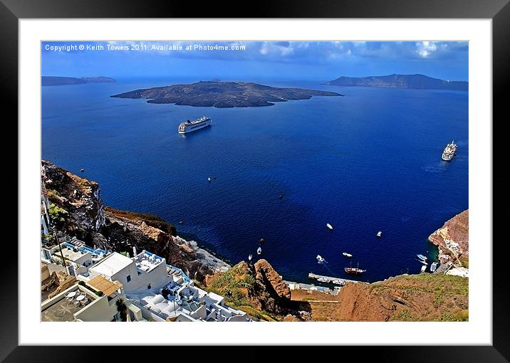 Fira Harbour, Santorini, Greece Canvases & Prints Framed Mounted Print by Keith Towers Canvases & Prints