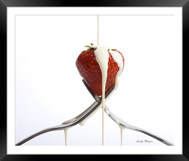 Strawberry and cream Framed Mounted Print by Andy Wager