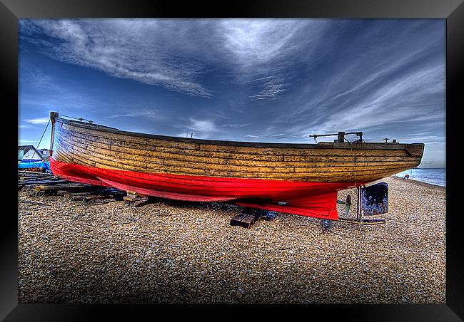 Fishing boat on Deal beach Framed Print by Andy Wager