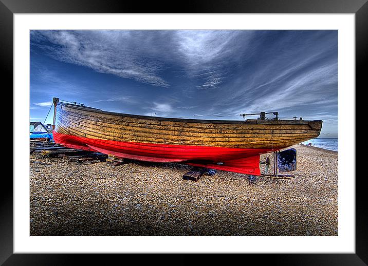 Fishing boat on Deal beach Framed Mounted Print by Andy Wager
