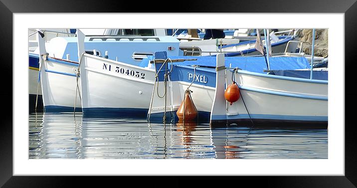 blue & white boats Framed Mounted Print by Andy Wager