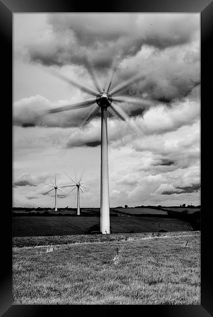 Wind Turbines Mono Framed Print by Steve Purnell