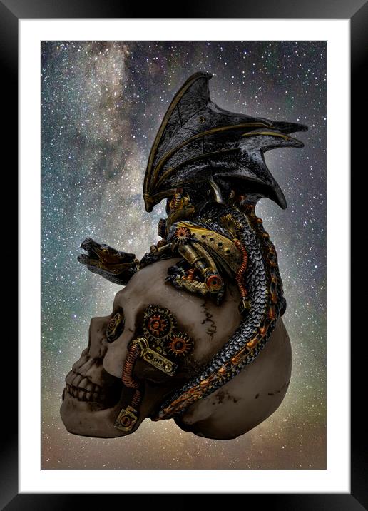 The Mythical Steampunk Dragon Framed Mounted Print by Steve Purnell