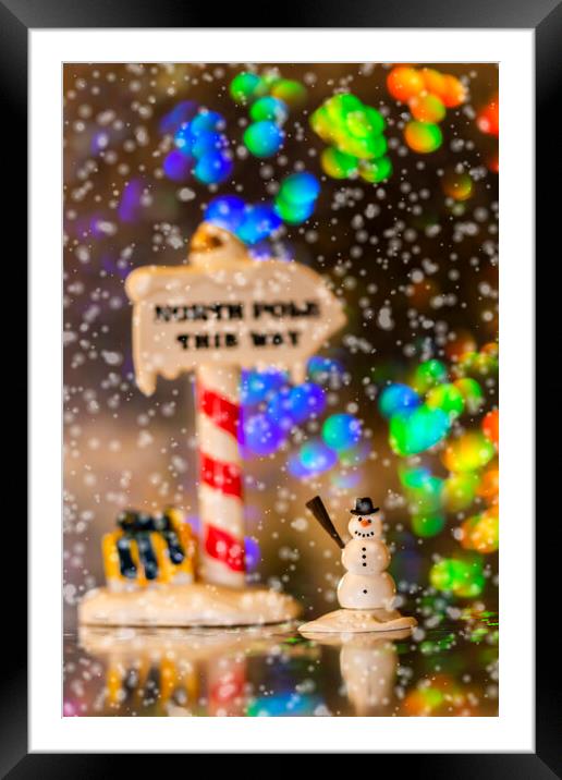 A Snowmans Journey to the North Pole Framed Mounted Print by Steve Purnell