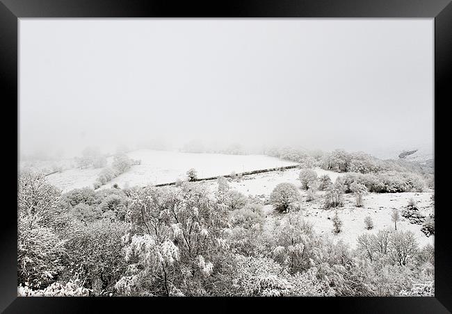 Snow over the Rhymney Valley Framed Print by Steve Purnell