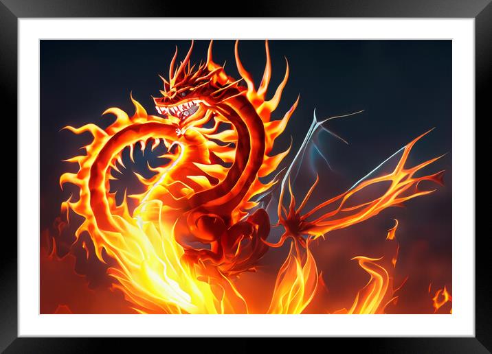 Fire Breathing Serpent Unleashed Framed Mounted Print by Steve Purnell