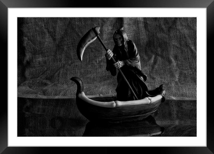 Don't Pay The Ferryman B&W Framed Mounted Print by Steve Purnell