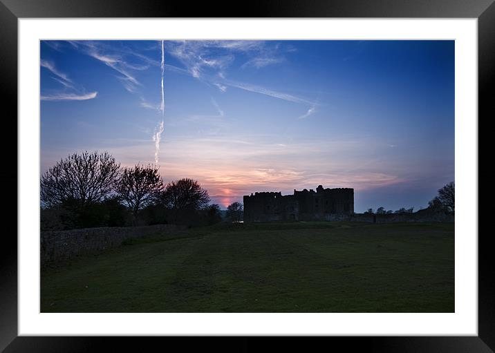 Carew Castle at Sunset Framed Mounted Print by Steve Purnell