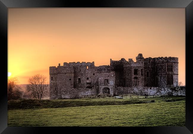 Sunset over Carew Castle Framed Print by Steve Purnell