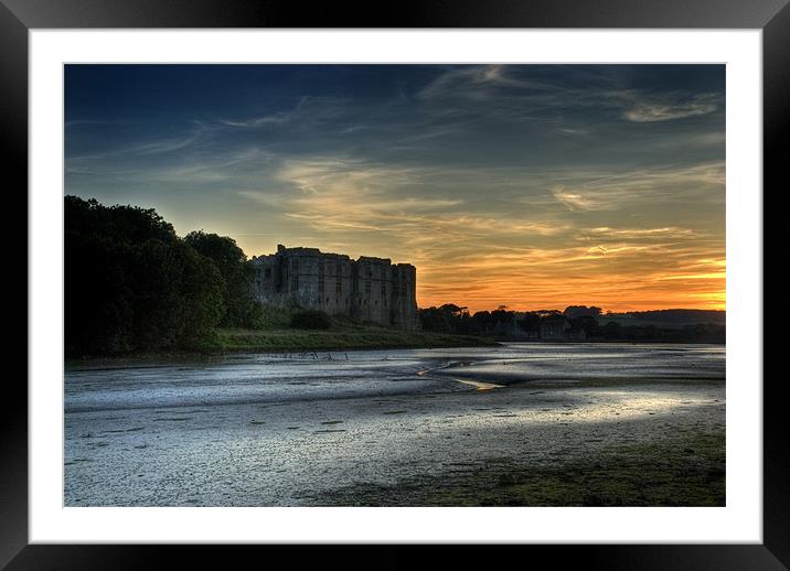 Carew Castle Pembrokeshire at Sunset Framed Mounted Print by Steve Purnell