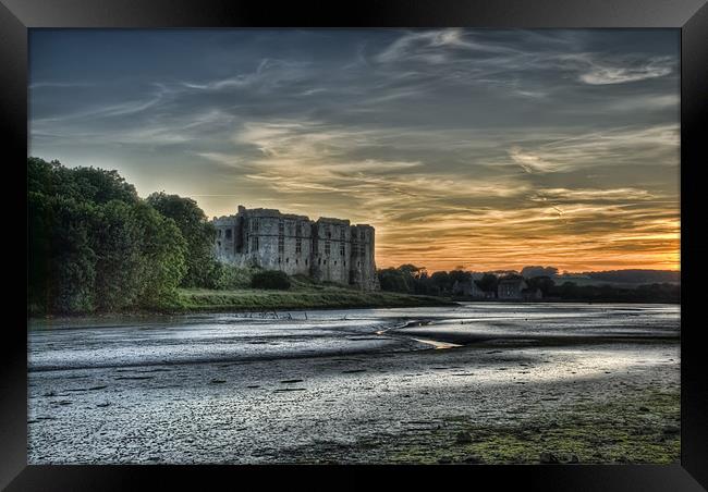 Carew Castle Pembrokeshire Sunset Framed Print by Steve Purnell