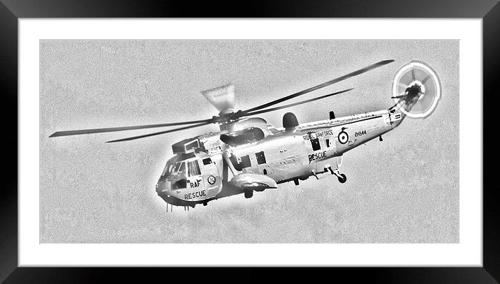 RAF Sea King Helicopter Sketch Framed Mounted Print by Steve Purnell