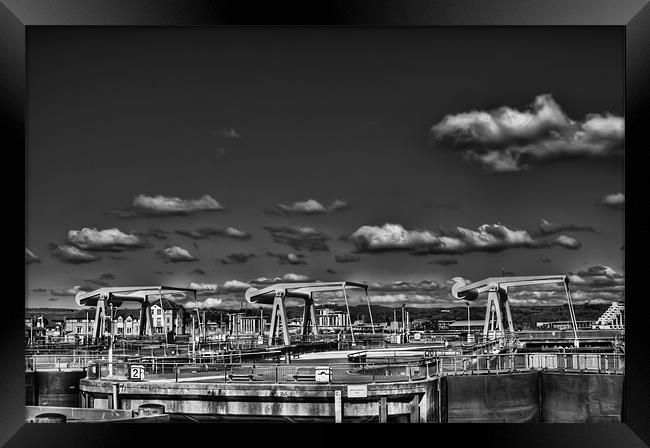 The Barrage Cardiff Bay 4 Mono Framed Print by Steve Purnell