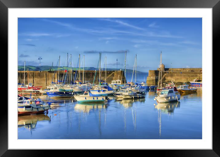 Saundersfoot Boats Painted Framed Mounted Print by Steve Purnell