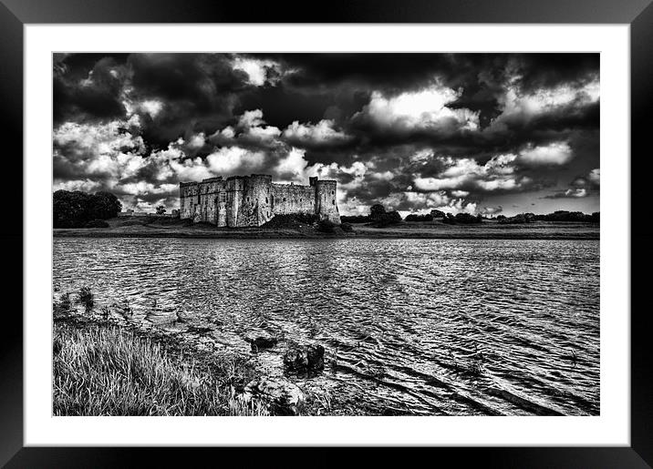 Carew Castle Pembrokeshire Mono Framed Mounted Print by Steve Purnell