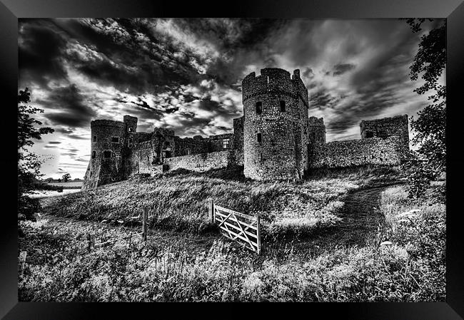 Carew Castle Pembrokeshire 4 Mono Framed Print by Steve Purnell