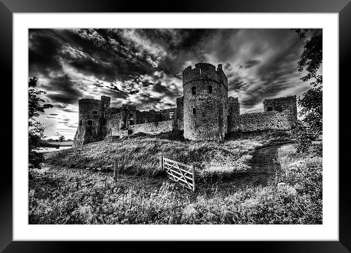 Carew Castle Pembrokeshire 4 Mono Framed Mounted Print by Steve Purnell