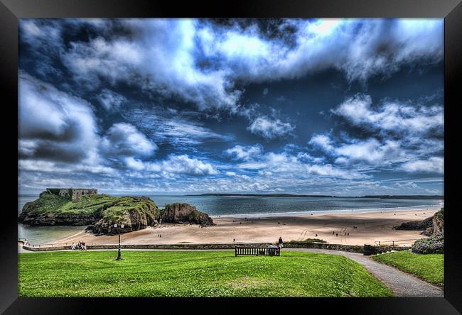 Caldey Island from Tenby 2 Framed Print by Steve Purnell