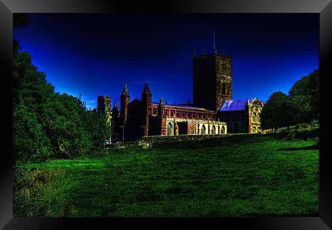 St Davids Cathedral Glow Framed Print by Steve Purnell