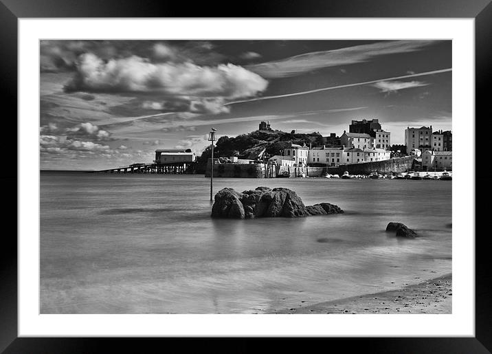 Tenby Harbour 3 Mono Framed Mounted Print by Steve Purnell