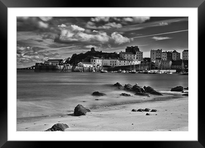 Tenby Harbour 4 Mono Framed Mounted Print by Steve Purnell