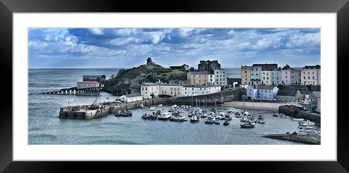 Tenby Panorama 1 Framed Mounted Print by Steve Purnell