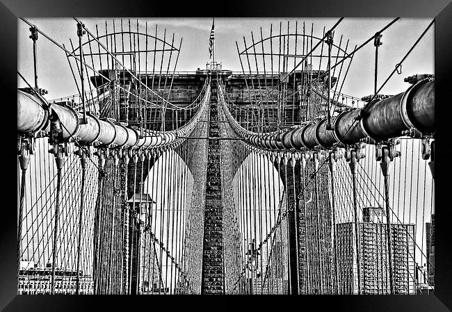 Brooklyn Bridge 3 Mono Framed Print by Steve Purnell