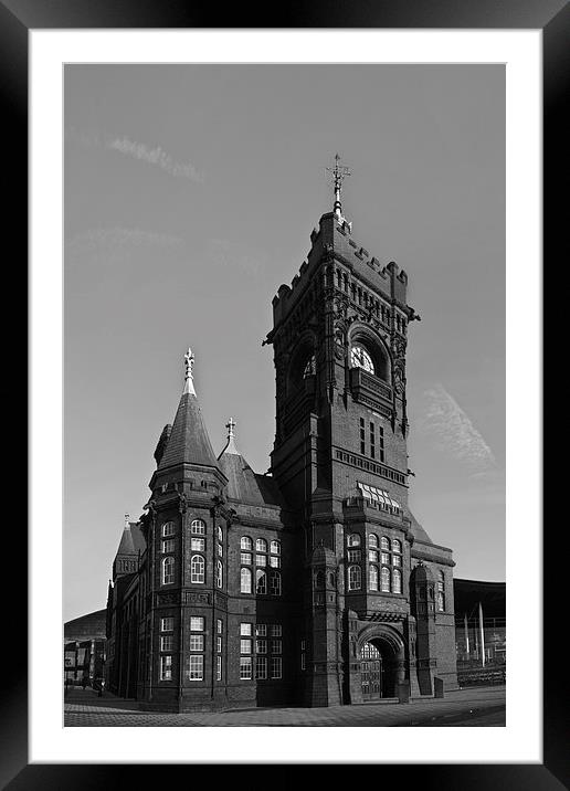 Pierhead Building Cardiff Mono Framed Mounted Print by Steve Purnell