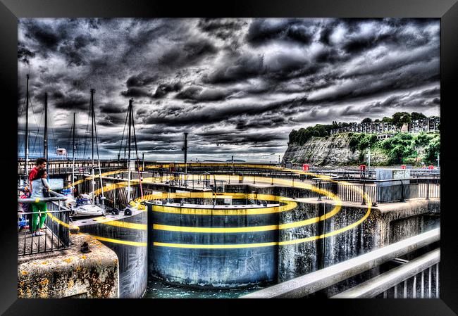 Concentric Circles Cardiff Bay Barrage Framed Print by Steve Purnell