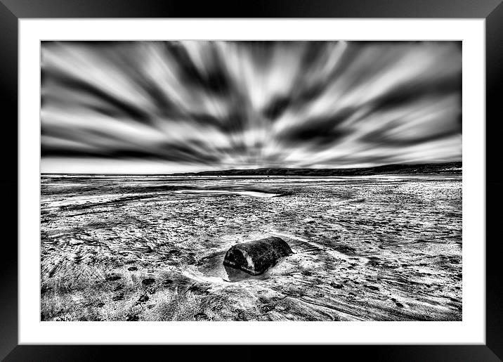 Freshwater West Drama Monochrome Framed Mounted Print by Steve Purnell