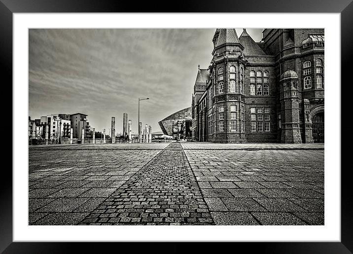 Cardiff Bay Mono Framed Mounted Print by Steve Purnell