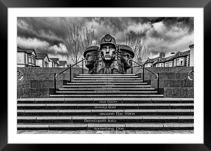 Bargoed Miners Mono Framed Mounted Print by Steve Purnell