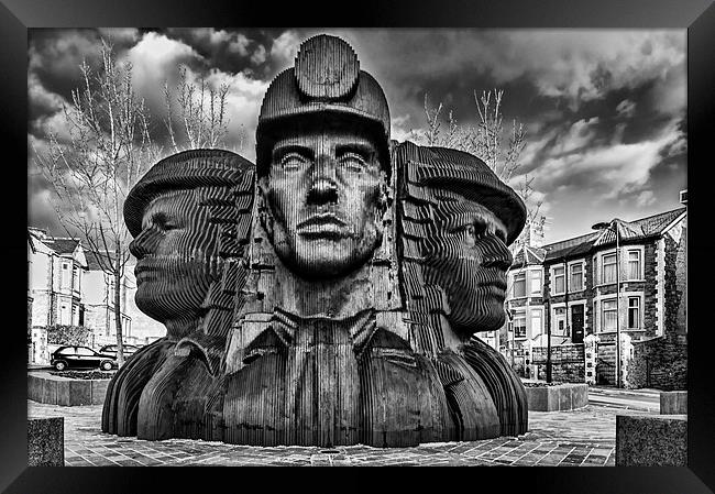 Bargoed Miners 2 Mono Framed Print by Steve Purnell