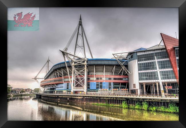 The Millennium Stadium With Flag Framed Print by Steve Purnell